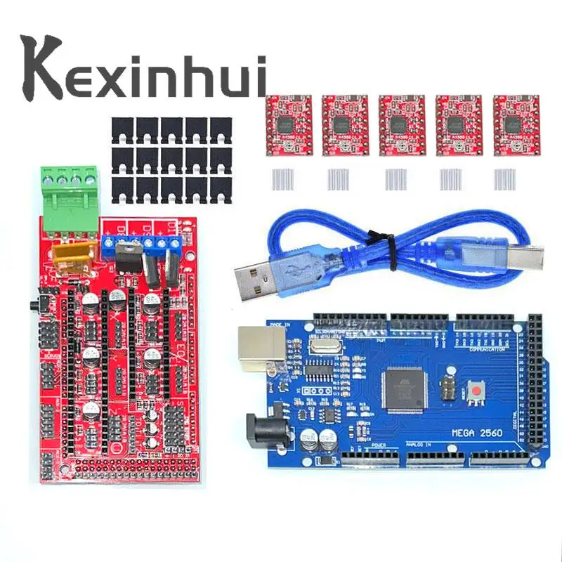 3D Printer Mega 2560 R3 + RAMPS 1.4 control panel+ 5pcs A4988 or DRV8825 Stepper Motor Drive for 3D printer kit for arduino kit