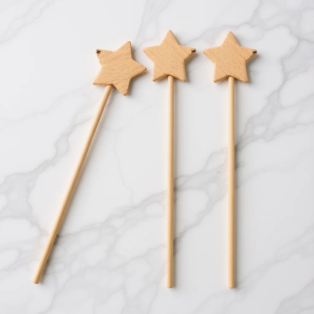 

3pcs Unfinished Fairy Wand Wooden Star Sticks Blank Diy Kit Safe For Painting Coloring Decorations Fairy Party Favors
