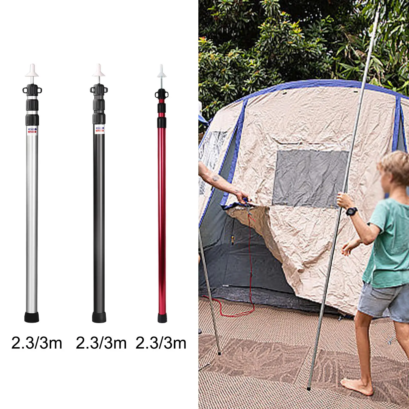 Tent Tarp Poles Tent Accessories Universal Multifunctional Awning Poles Telescoping for Awning Tarpaulin Canopy Porch Camping