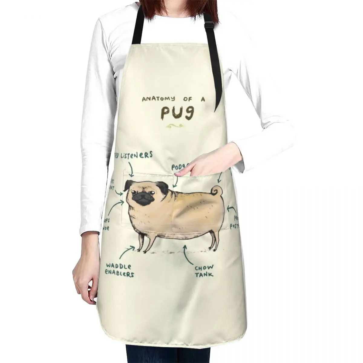 Anatomy of a Pug Apron professional hairdressing Kitchen Things And For Home Korean man chef uniform Apron