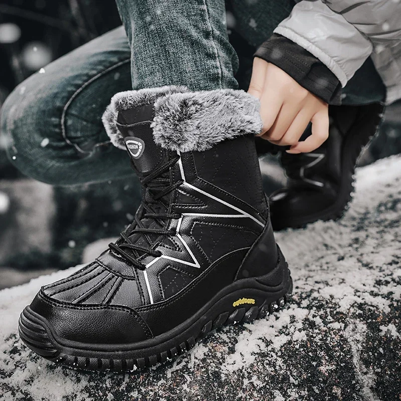 

Зимняя походная обувь, женские теплые плюшевые зимние ботинки, женские удобные ботильоны высокого качества на шнуровке, уличные непромокаемые ботинки
