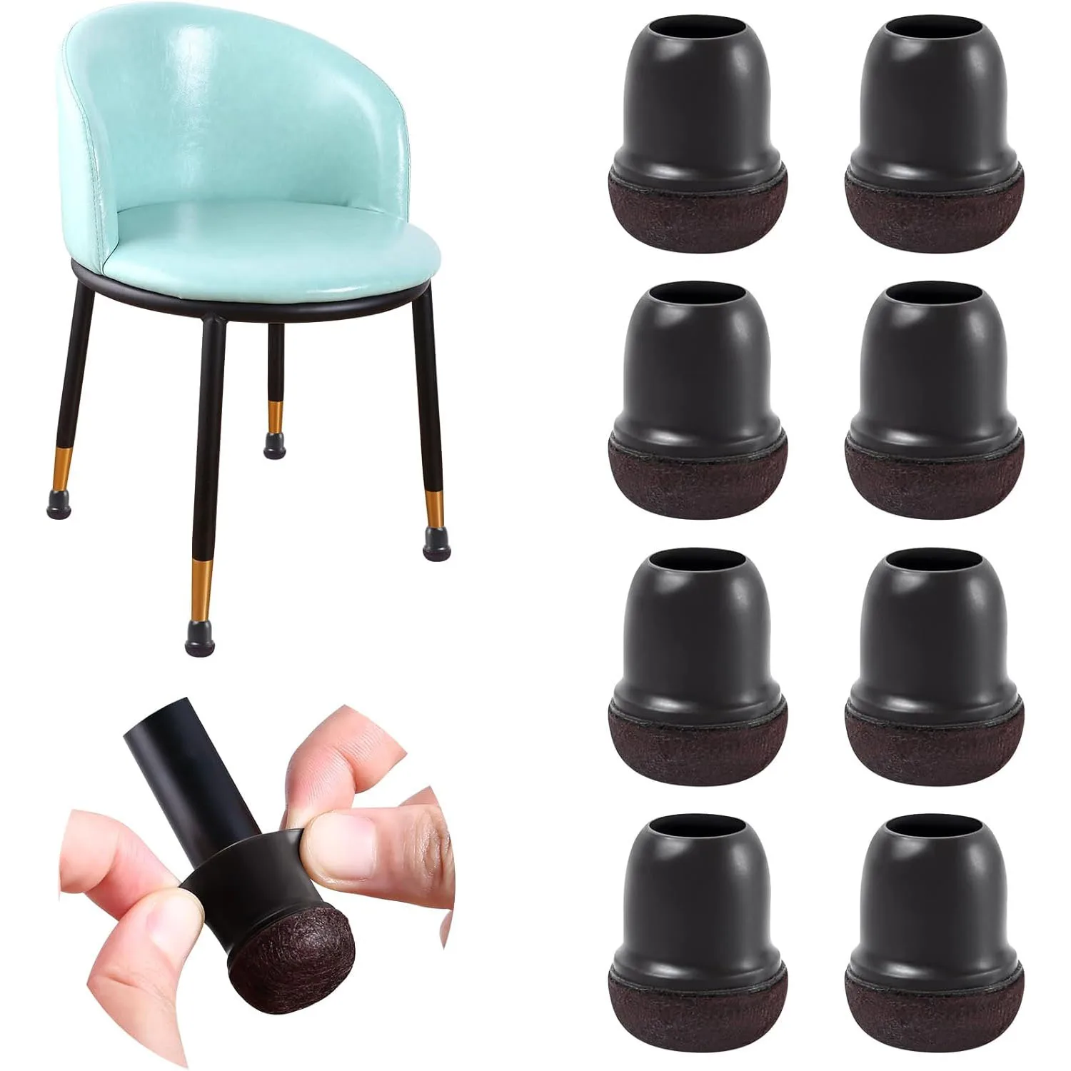 8PCS Upgraded Chair Leg Covers Silicone Anti-Slip Felt Furniture Feet Protectors from Scratches for Hardwood Floor Reduce Noise