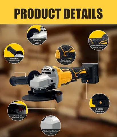 DeWalt 18 वोल्ट 20v मैक्स XR 115mm ब्रशलेस कॉर्डलेस एंगल ग्राइंडर चार्जर मैक्स +11000RPM (बैटरी रहित) के लिए उपयुक्त 6 best sales ताररहित चक्की - №5