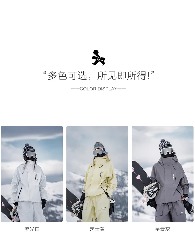 JOHN Volldruckklebender 3L-Skianzug für Damen und Herren, 2024, Snowboard-Kleidung, Einzelbrett, Doppelbrett, Angriffsjacke, Schneehose – Detail 6