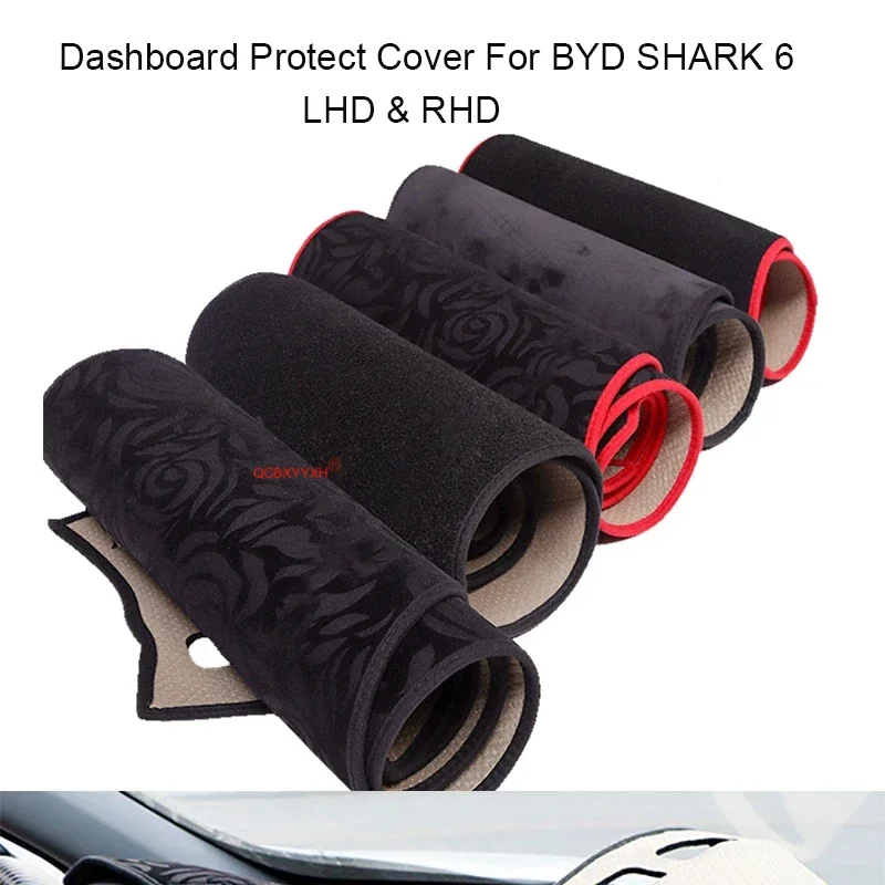

For BYD SHARK 6 2024-2026 LHD&RHD Car Polyester Dashboard Protective Mat Auto Shade Cushion Pad Rose Carpet Mat Cover Accessory