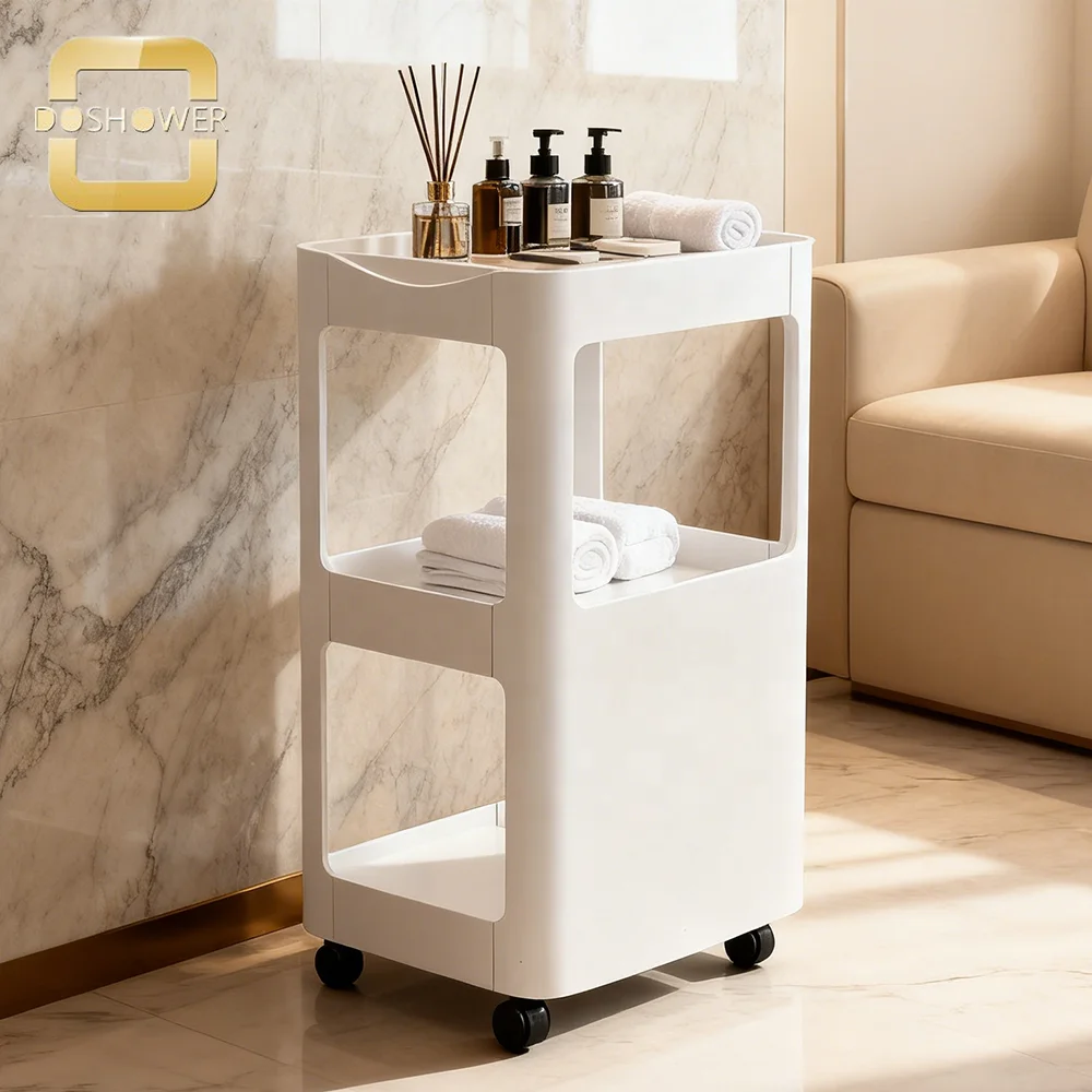 Extra Storage Wooden Hair Cabinet  with Wooden Spa Trolley Beauty Salon for White Facial Wooden Spa Trolley Cart