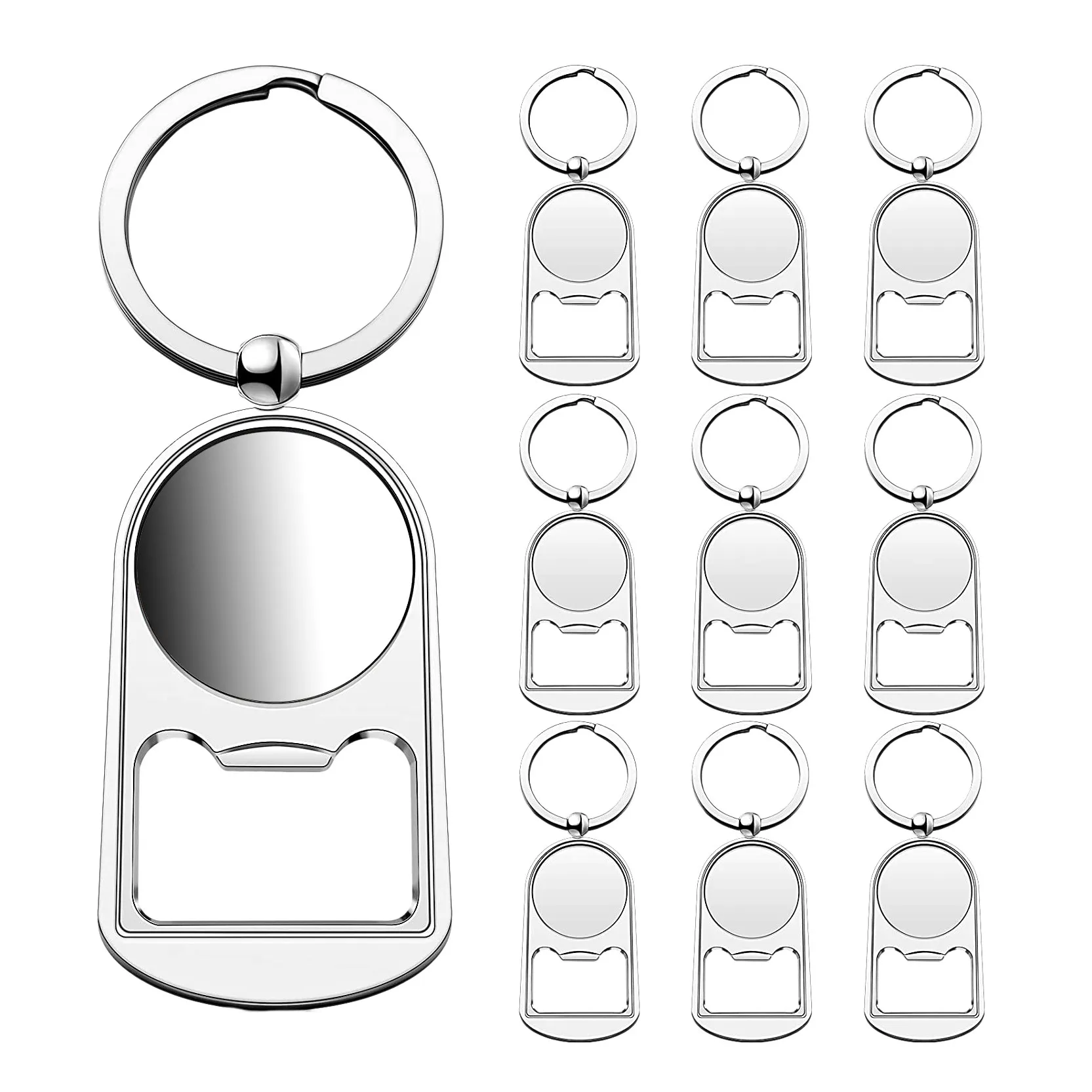 10 Pcs Sublimation Blank Keychain Metal Bottle Opener Blank Key Ring Heat Transfer Rectangular Sublimation Keychain