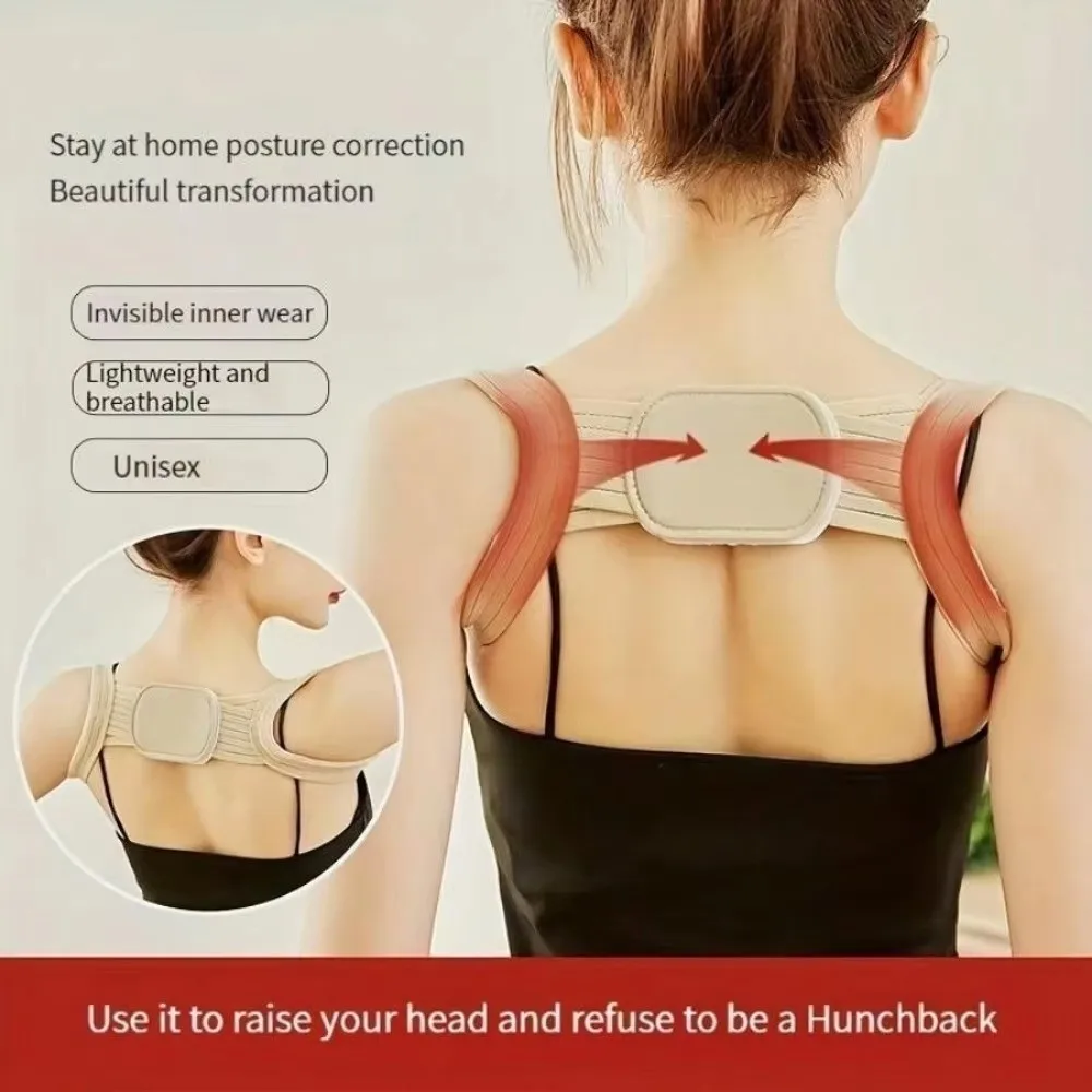 Adjustable Strap Posture Corrector Belt Comfort Fit Design Breathable Fabric Neck Brace Hunchback Relief Lightweight Material