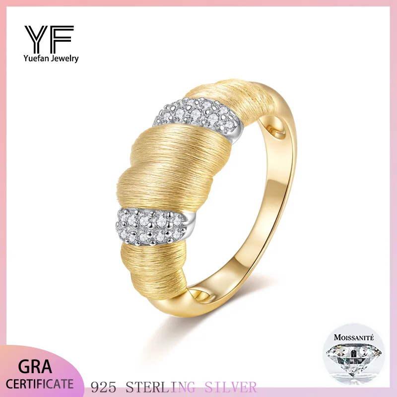 

S925 silver Moissanite women's ring, a retro style brushed unique jewelry gift for her, fashionable and versatile jewelry