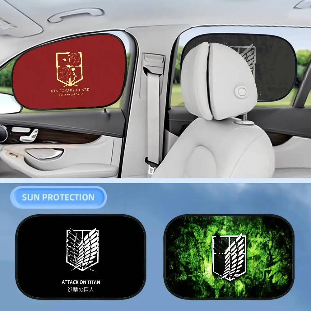 

A-Attack On Titan Logo Car Electrostatic Film Side Window Sunshades Windshield Auto Window Sunshade Cover For Children Baby