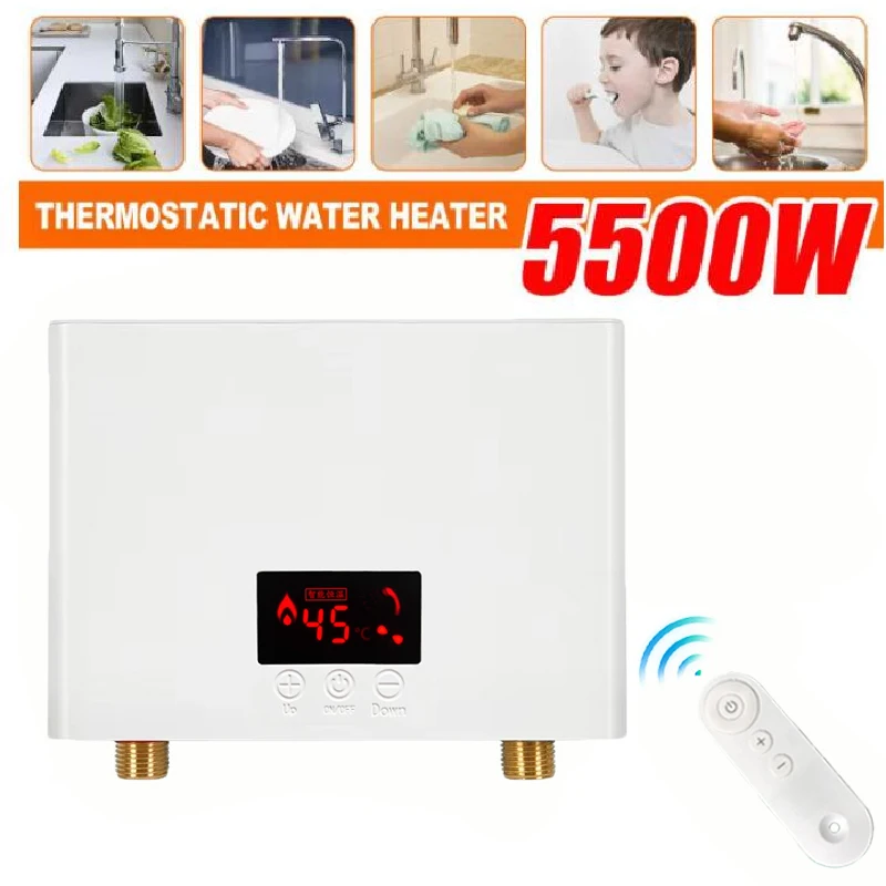 

5500W Instant Water Heater Wall-Mounted Electric Water Heaters for Bathroom Hot Water Shower and Home Kitchen Heating 220V