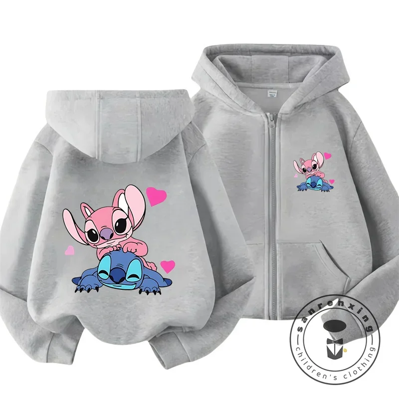 Disney Stitch Kawaii Printed Children\'s Clothing 3 14 Years Old Boys and Girls Clothing Street Casual Sports Warm Soft Hoodie