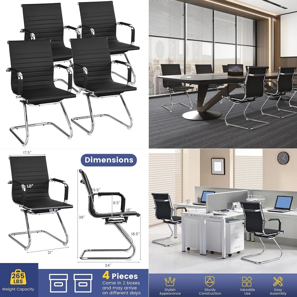 

New Classic Reception Guest Chair with Mesh Back and Armrests, Ergonomic Stacking Chair with Thickened Seat Cushion for Office