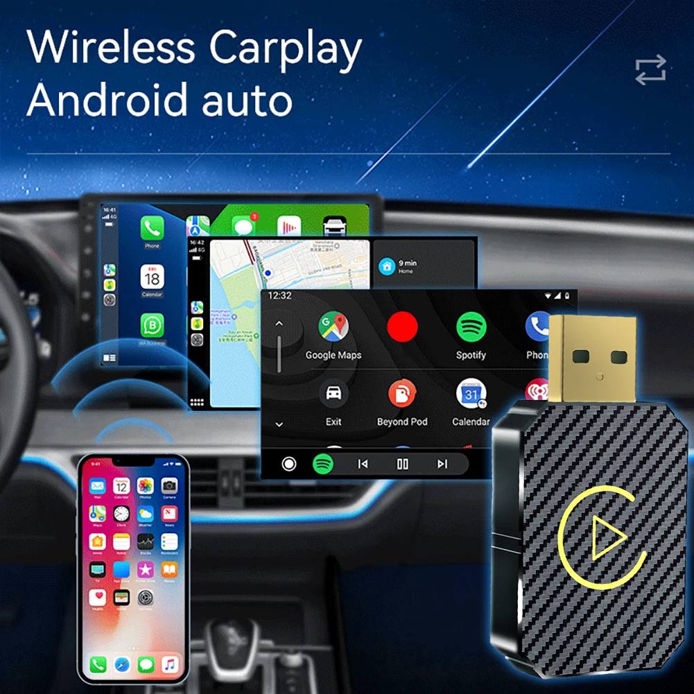 Wired To Wireless Carplay & Android Auto Adapter Bluetooth-Compatible 5.0 WiFi for OEM Wired CarPlay Android Auto Car Systems