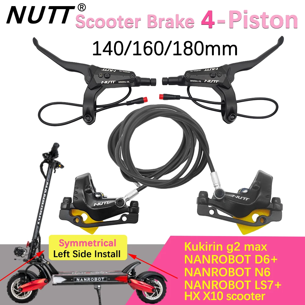 NUTT Electric Scooter Brake 4 Pistons Y-5 Hydraulic Disc Oil Brake 140 160 Rotor For A5 HX-D Kukirin g2 max NANROBOT D6+ N6 LS7
