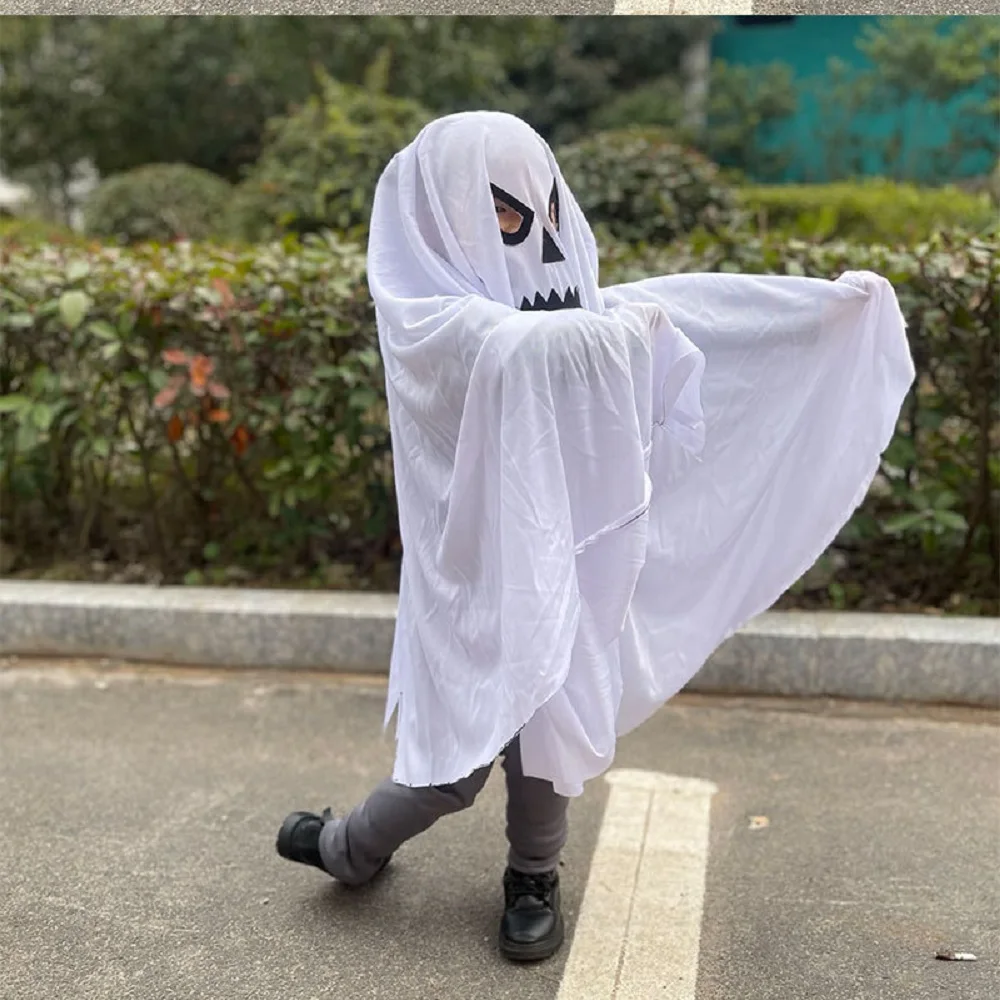 Disfraz de fantasma blanco para niños, traje divertido de Halloween, gran oferta