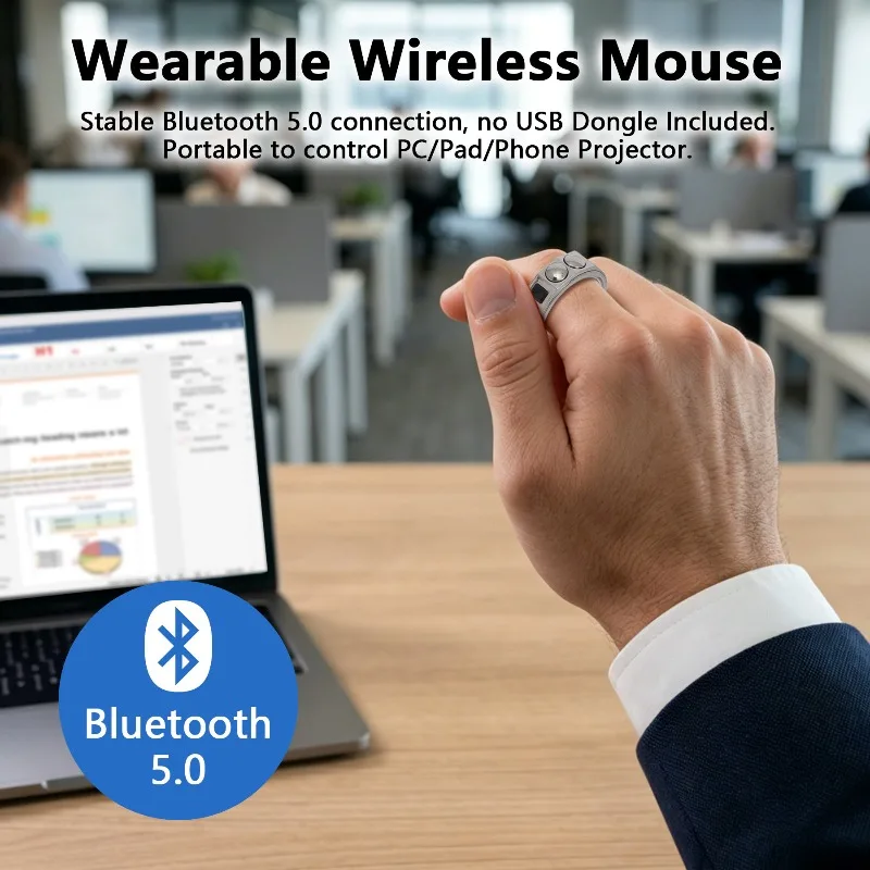 Smart ring ring Bluetooth 5.0 can control PPT demonstration AR glasses short video watch total page browse waterproof
