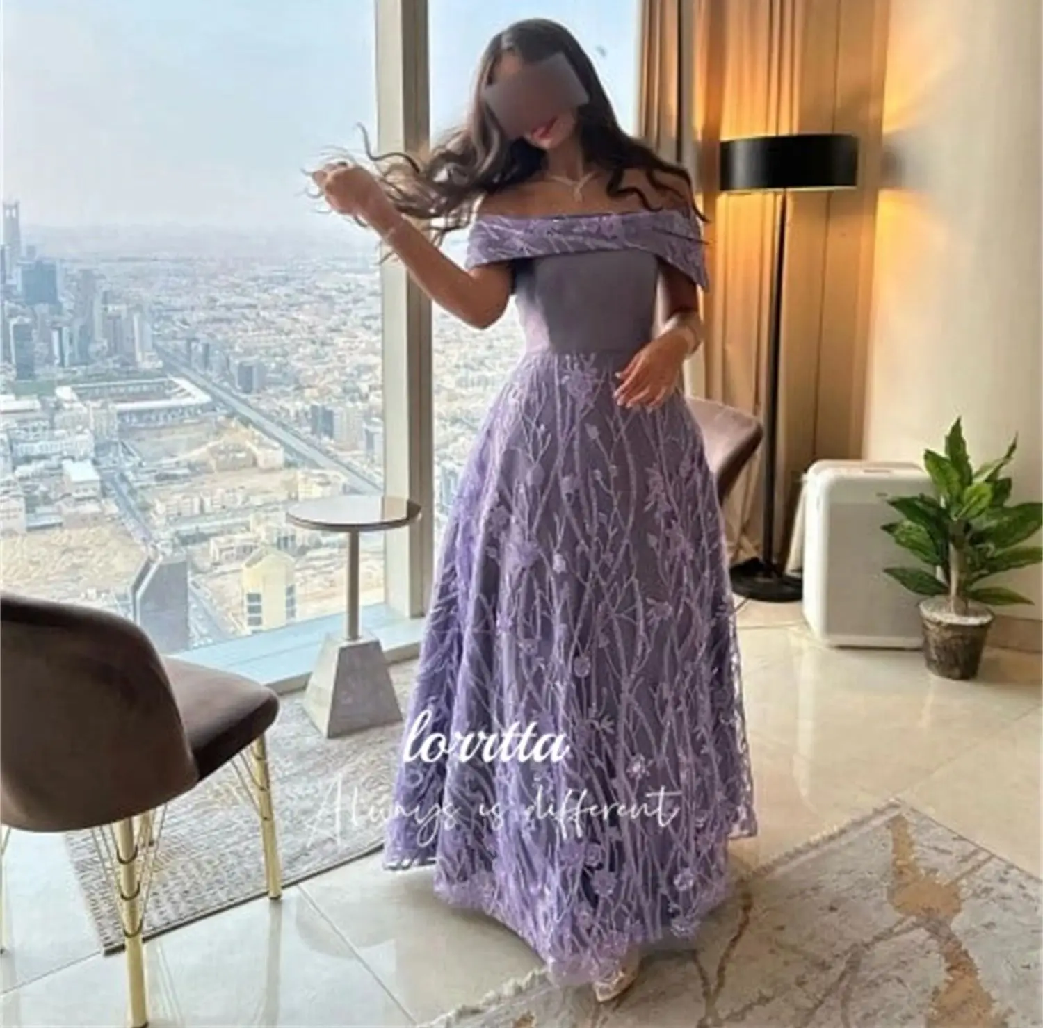 Evening Dress Satin Shiny Fabric Line A Eid Al-fitr Purple Formal Dresses Luxury Women 2024 New Special Occasion Gala Customized