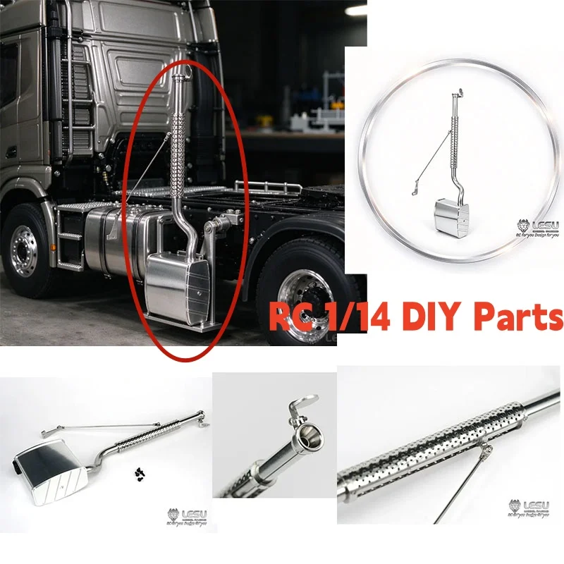 RC 1/14 LESU Metal Exhaust Pipe Tank for Tamiya Hydraulic Excavator Loader Dump Truck for MAN VOLVO Trailer Tipper DIY Parts