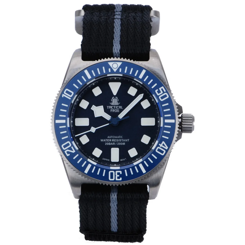 

Tactical Frog Mens Diver Watches Automatic Watch Titanium Mechanical Wristwatch Military 200M Waterproof Luminous Ceramic Bezel