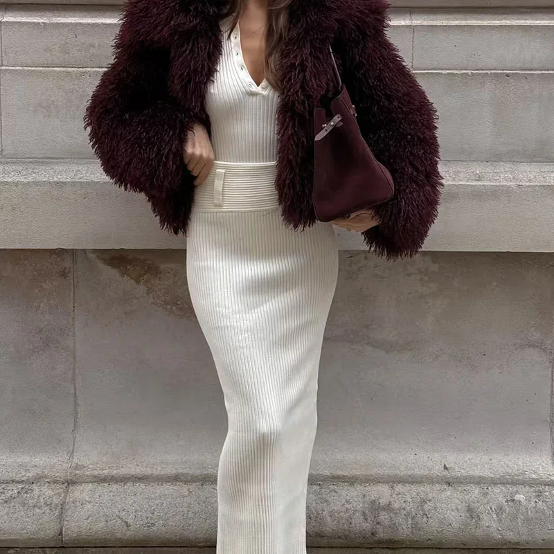 Lapel knitted jumpsuit for women 2025 new style slimming and form-fitting mid-sleeved Polo collar tight elastic base layer