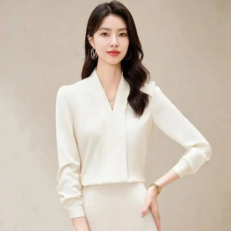 

Long Sleeve Elegant Styles Women Blouses Shirts Professional Office Work Wear Tops Clothes Plus Size 4XL Career Interview