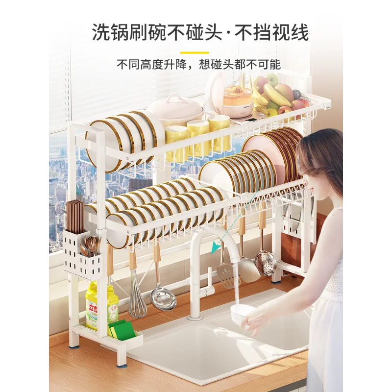 Kitchen Sink Shelf Stainless Steel Sink Dish Rack Drain Rack Single Layer Dish Rack Dish Storage Artifact