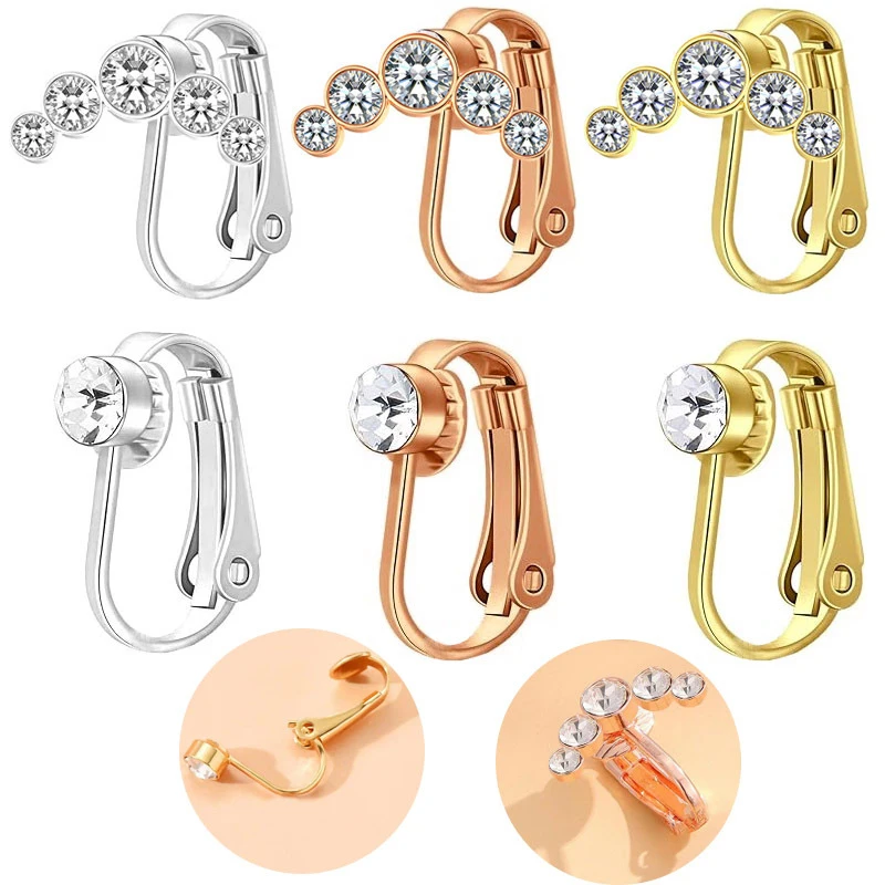 Anello di pancia finta a forma di U in acciaio inossidabile Color zircone Clip per ombelico per le donne gioielli per il corpo Non penetranti di moda Sexy