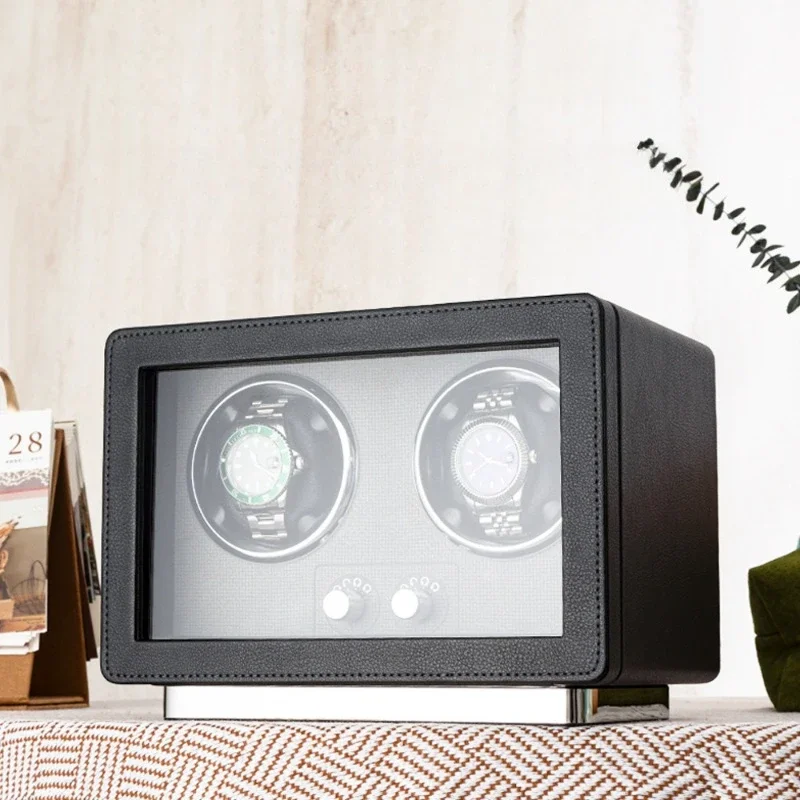 PU Leather Automatic Watch Winder Silent Motor Transparent Window Display Case for Mechanical Watches Men 시계 와인더