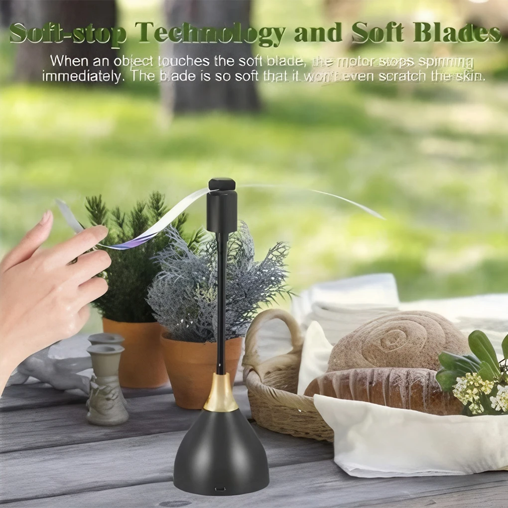 Outdoor Fly Bug Repeller Kitchen Dining Table Meal Pest Fan Desktop Tabletop Electric Battery Operated Food Protector Tool image 5