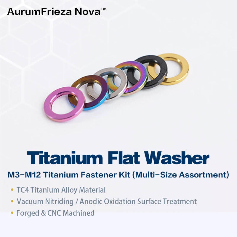 

M4-M8 Titanium Washer Set for Motorcycles - Lightweight & Rustproof (12 Sizes Included, Easy Install)