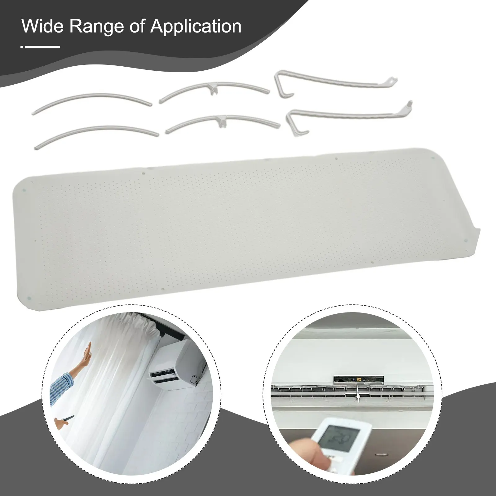 Air Conditioner Wind Deflector Adjustable Air Windshield Cooled Baffle 90*27cm PP+ABS Not Require Punching Wind Deflector