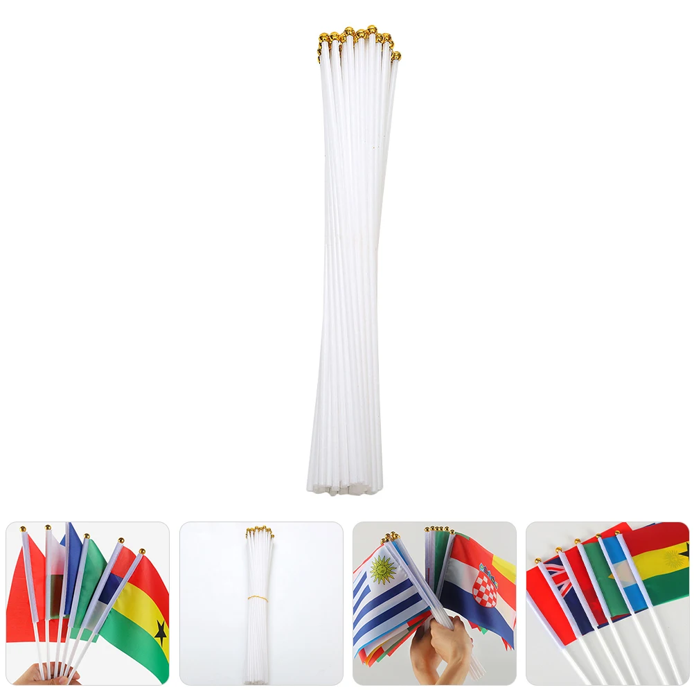 

100Pcs Natural Plastic Flagpole Exquisite Workmanship Easy to Use for Conferences Competitions Activities DIY Decor