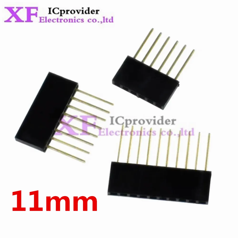 60PCS 2.54MM 6Pin 8Pin 10Pin 11MM Long Needle Female Pin Header Strip Stackable Header for arduino