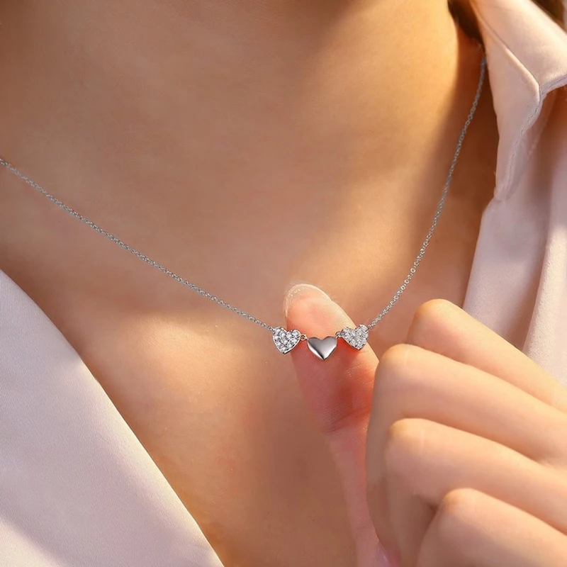 

Ehhai Certified 1.5mm Moissanite Love Heart Pendant Necklace Chain for Women 14K Gold Filled Fine Jewelry Wedding Gifts Choker