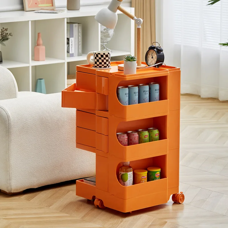 Three layer trolley storage rack, living room snack area storage cabinet, movable table storage cabinet