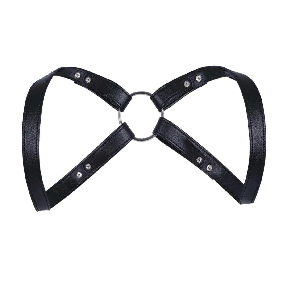 Faux Leather Adjustable Body Chest Harness Men Lingerie Costume Accessories Shoulder Harness Straps Belts with Press Buttons - Image 3