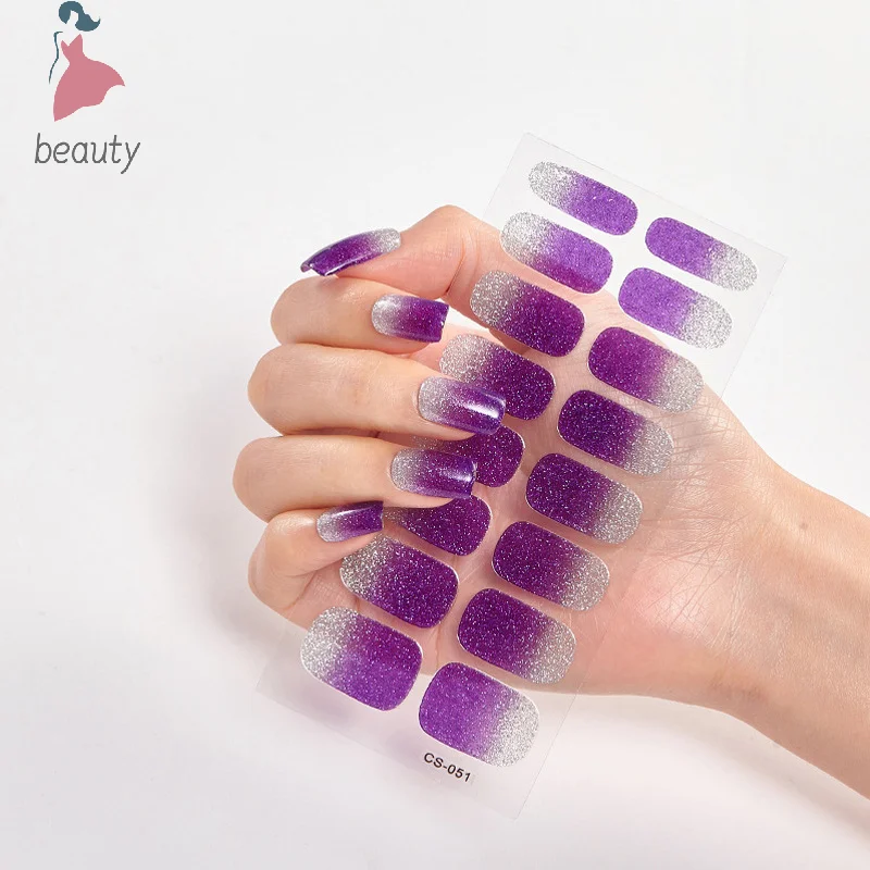 Envolturas de Gel semicurado rápido, adhesivo sólido para uñas, cubierta completa, calcomanía para uñas, lámpara UV, decoración de manicura curada