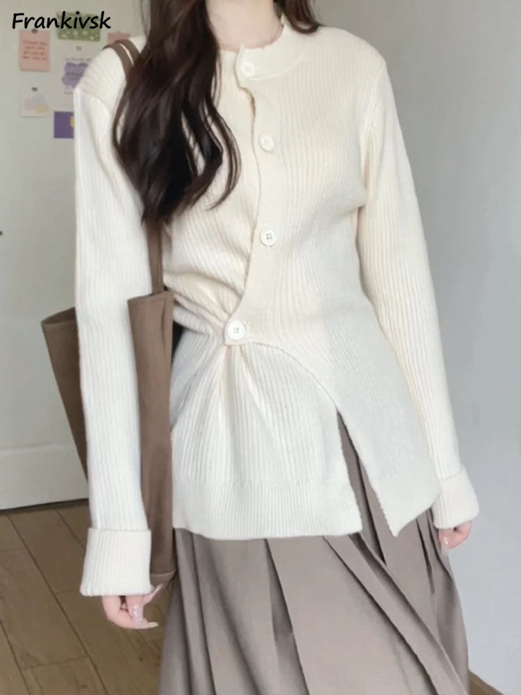 

Irregular Cardigan Women Spring Autumn All-match Solid French Commuting Style Temperament Prevalent Slim Stretchy Fashion Ins