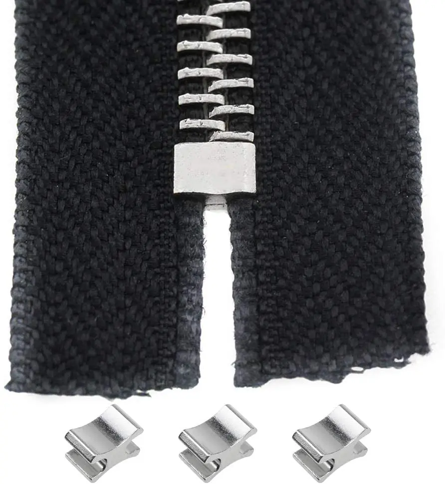 10/24/123Pcs Metal Zipper Stopper Head Zip Sliders Retainer Insertion Pin Zipper Top Ends for Coat Jacket Zipper Repair Kit