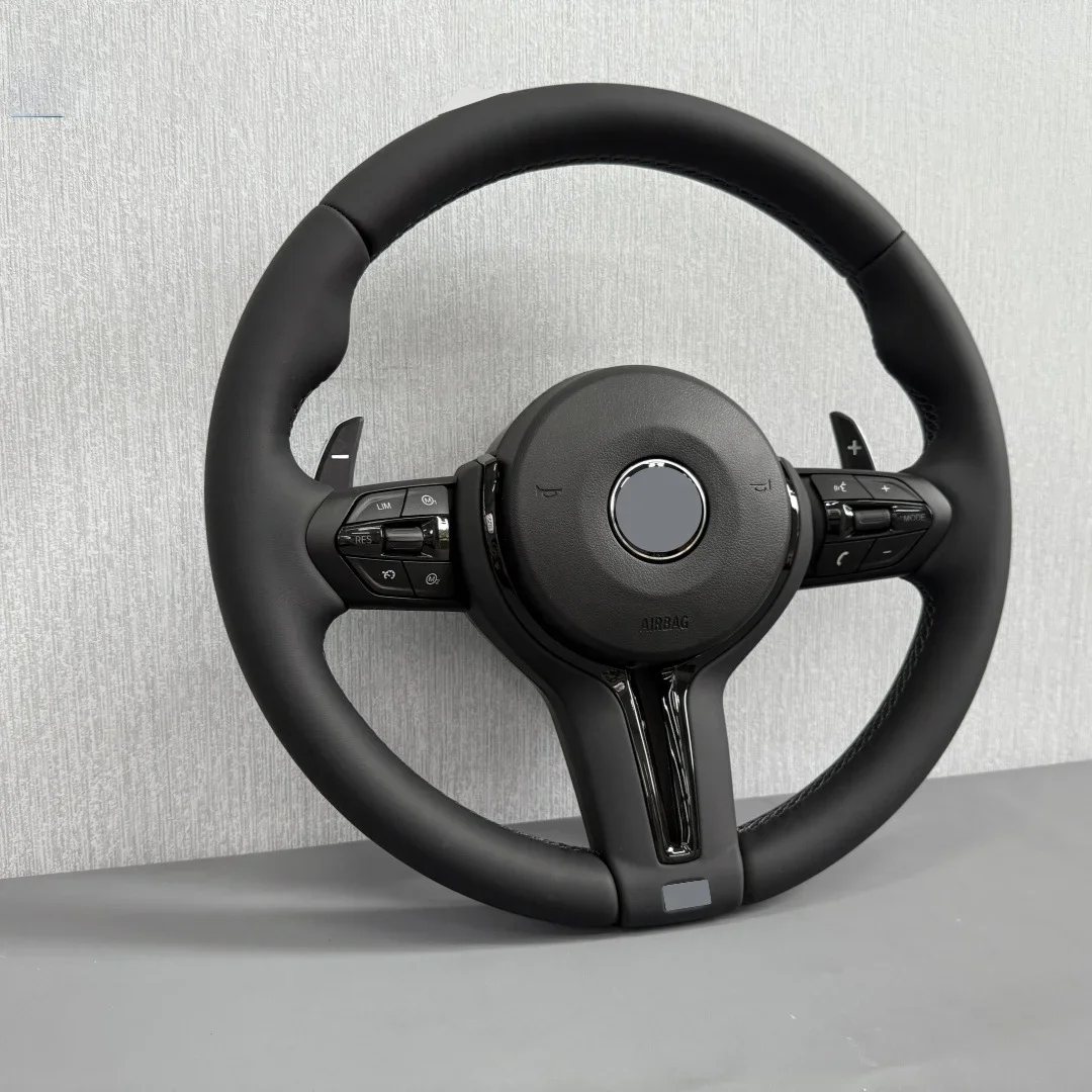 Black Leather M Sporty Steering Wheel For BMW F01 F30 F10 F11 F20 F21 F25 F31 F34 F32 F33 F36 F22 F23 F46 F35 F80 F36 M3 M5 M6