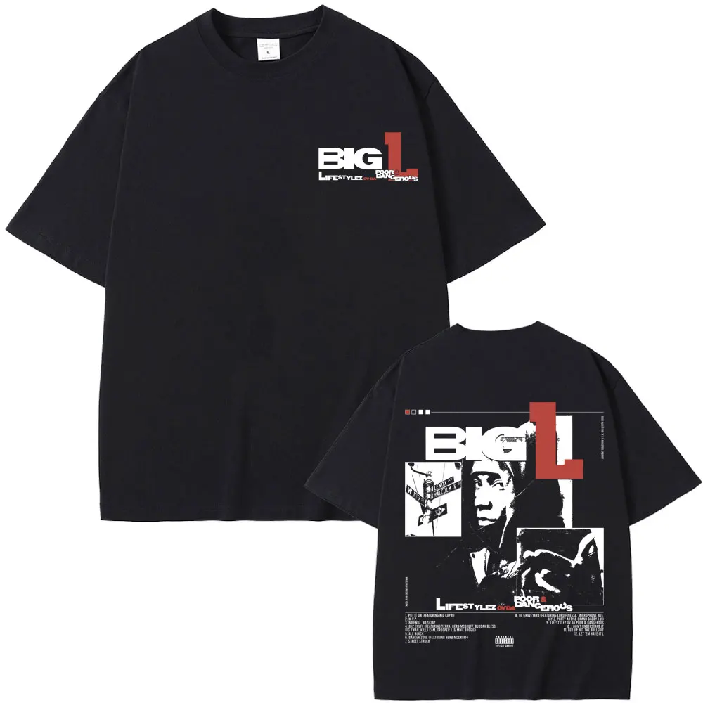 

Rapper The Notorious Big L Lifestylez of The Poor and Dangerous Tshirt Biggie Smalls T-shirts Men's Hip Hop Oversized T Shirt