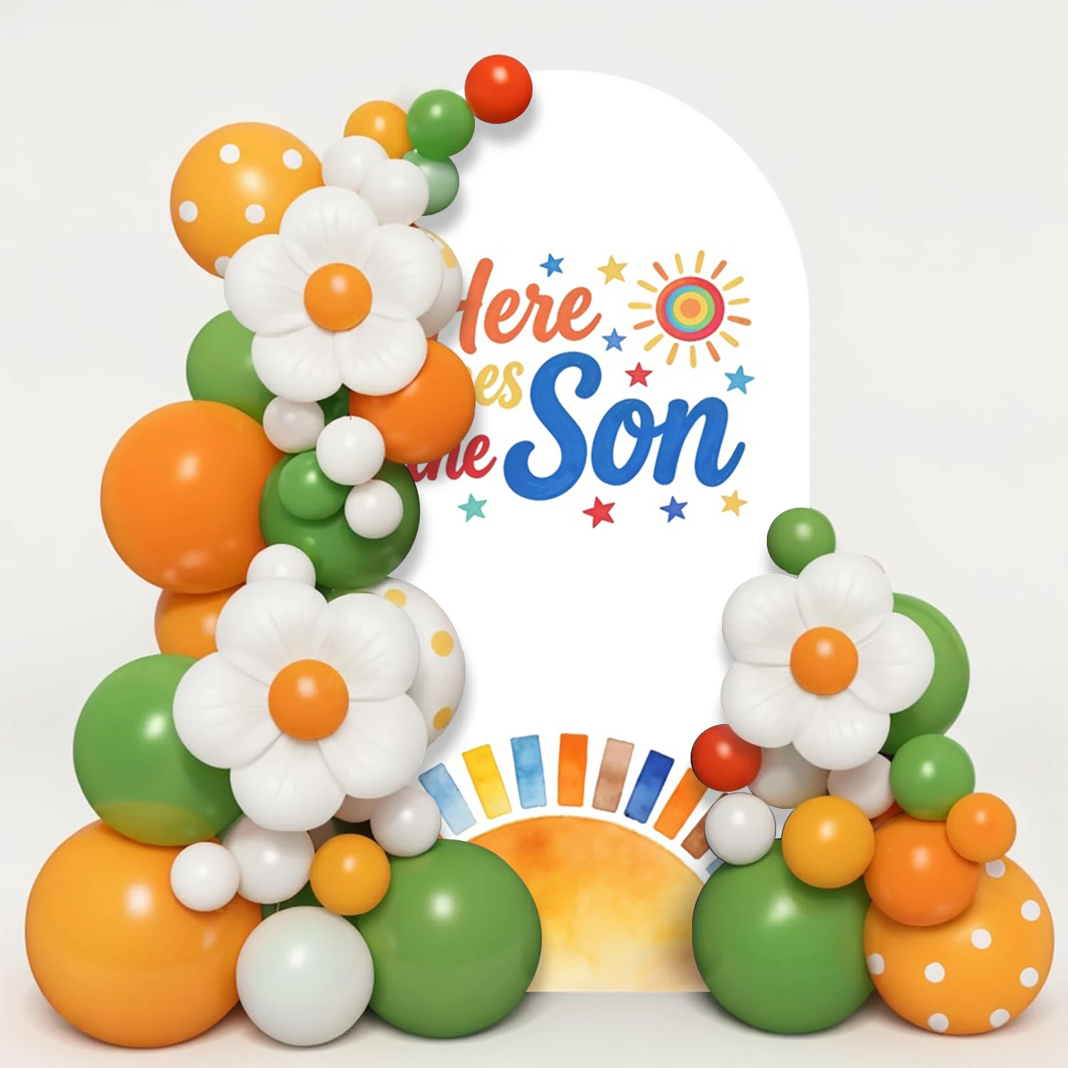 Yeele Yellow Sun Arch Cover Backdrop Children's Simple Drawing Baby Shower Birthday Party Decoration Elastic Arched Background