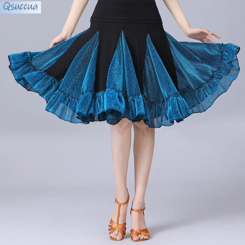 New Latin Dance Skirt Skirt Female Adult Dance Practice Clothes Dance Skirt Short Skirt Big Swing Skirt