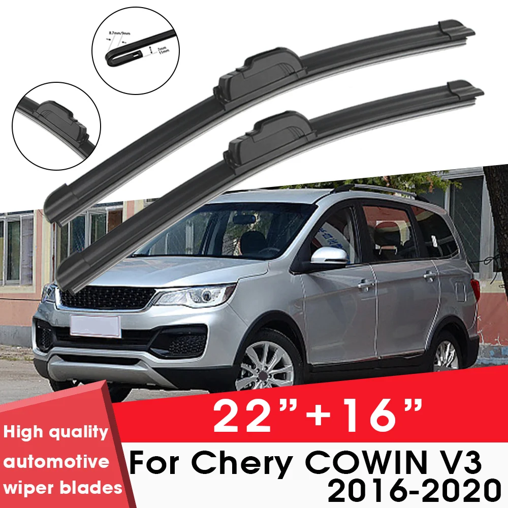 

Car Wiper Blade Blades For Chery COWIN V3 2016-2020 22"+16" Windshield Windscreen Clean Naturl Rubber Cars Wipers Accessories