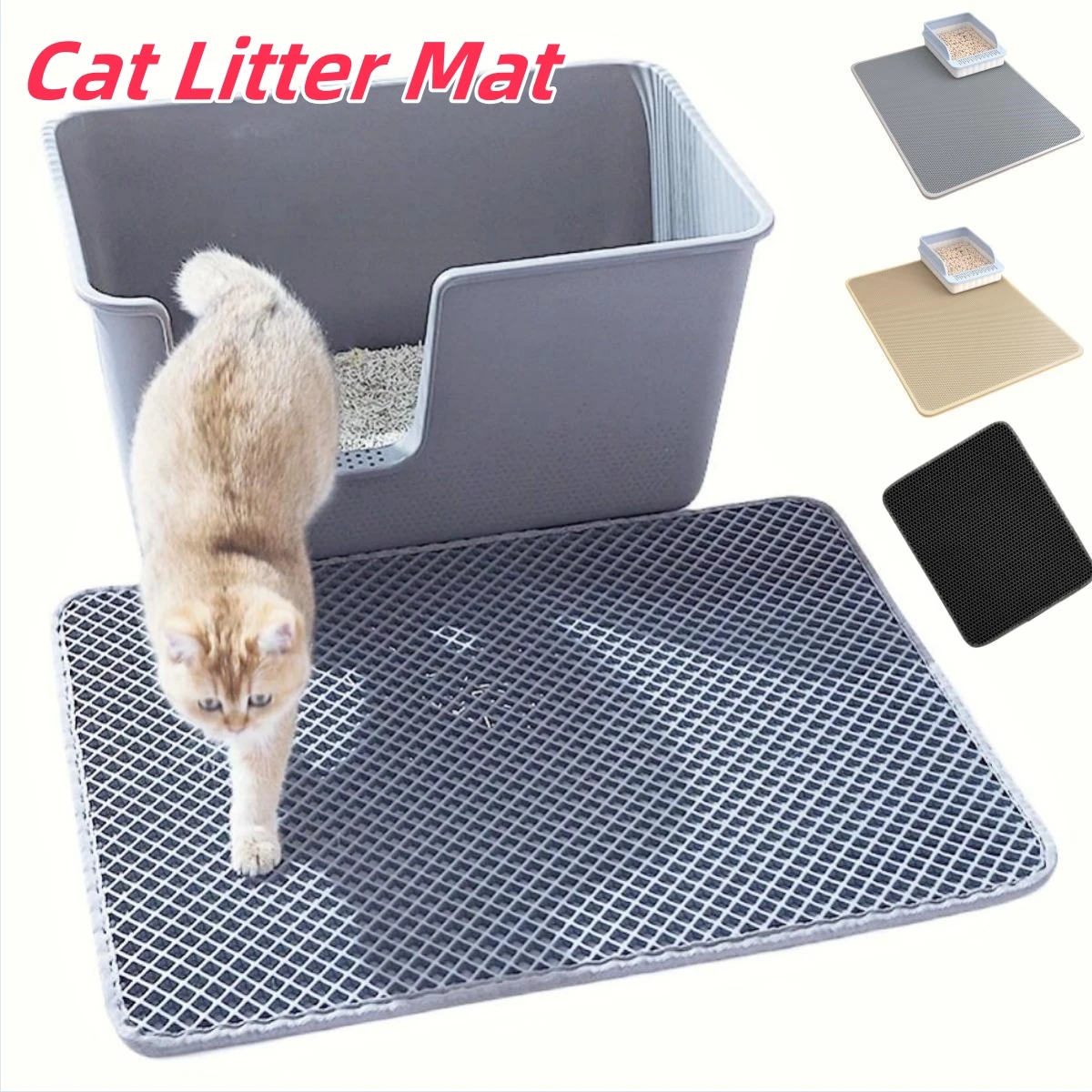 Large Cat Ltter Mat For Cat toilet pad，Double Layer Cat litter Sandbox Mat，Waterproof Double Layer Non-slip Sand Cat mat70X120CM