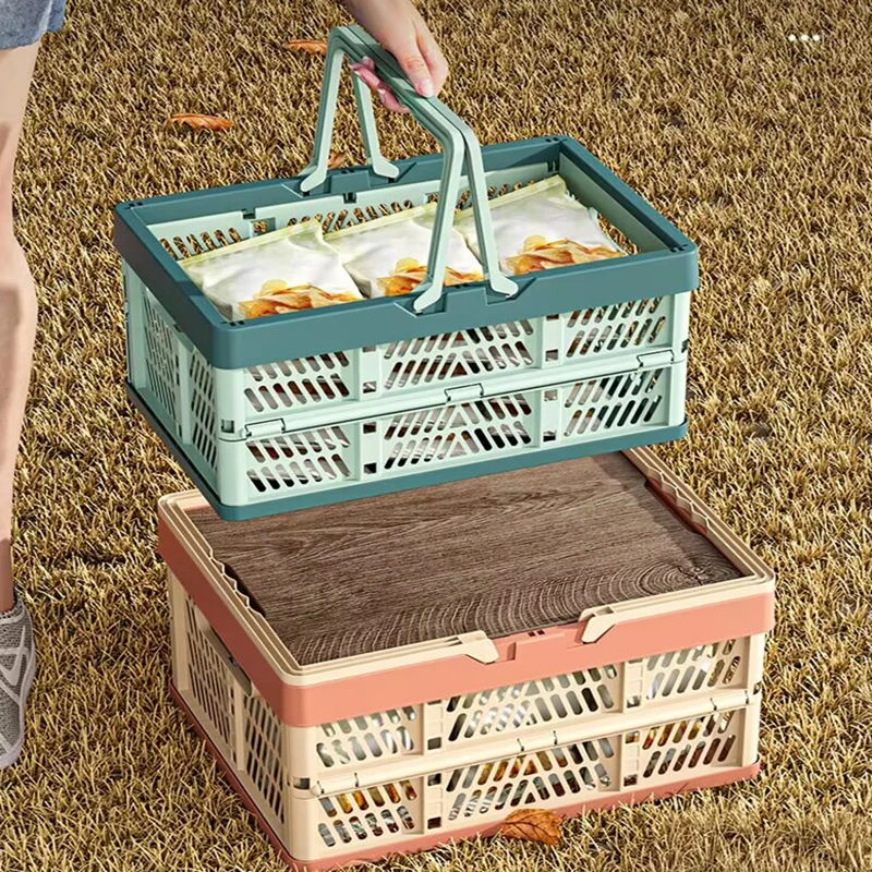 

Foldable Handling Folding Basket for Picnic Storage Shopping Outdoor Camping Essential Supplies Portable Supermarket Shopping