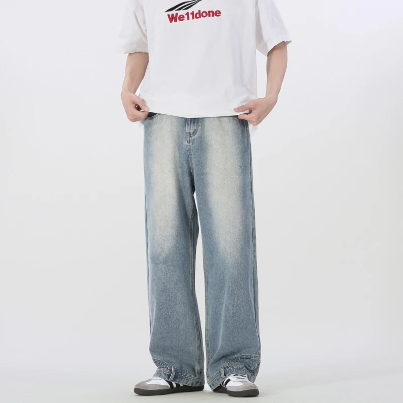 

2024Spring and Summer Retro Jeans Men and Women Couple Straight Loose Korean Style Trendy Wide Leg Mop Pants