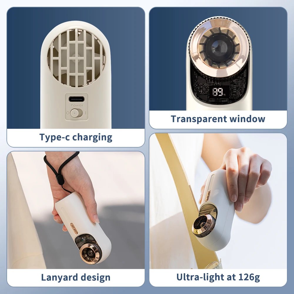 Portable Handheld Fan, USB Personal Fan, 100 Speed Adjustable,1800mAh Battery Rechargeable Mini Fan,