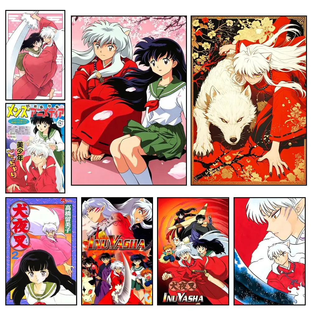 Anime Modern Inuyasha Poster HD Waterproof PP Wall Art, Self Adhesive Home Decor for Bedroom and Living Room